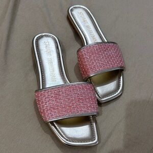 Stuart Weitzman Pink Woven Strap Sandals